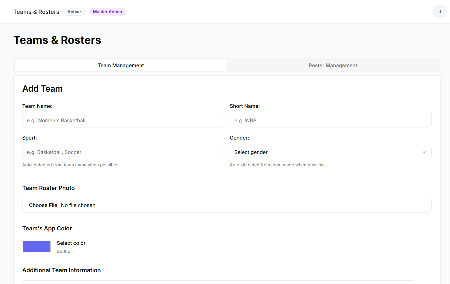 Team & Player Management